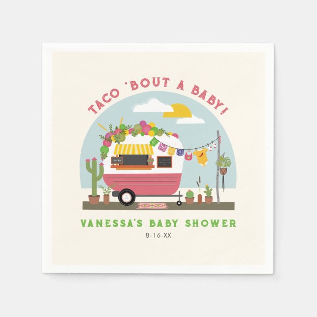 Taco Bout A Baby Hot Pink Girl Baby Shower Napkins (Front)