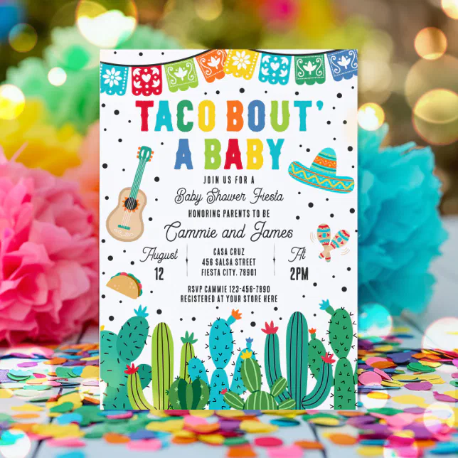 Taco Bout' A Baby Mexican Fiesta Baby Shower Invitation 