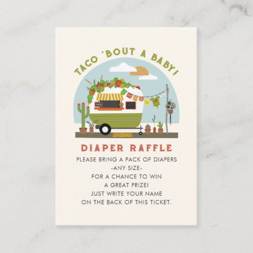 Taco Bout A Baby Neutral Baby Diaper Raffle Enclosure Card