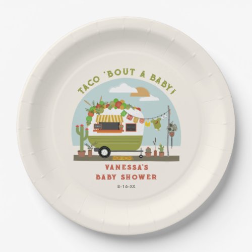 Taco Bout A Baby Neutral Green Baby Shower Paper Plates
