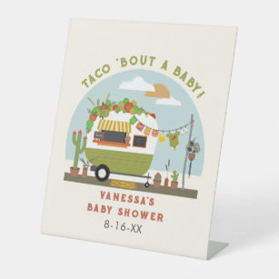Taco Bout A Baby Neutral Green Baby Shower Pedestal Sign