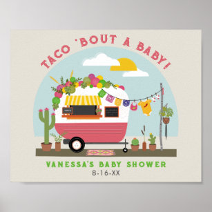 Taco Bout A Baby Pink Camper Girl Baby Shower  Poster