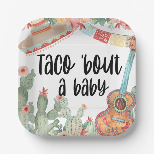  Taco bout a baby shower, Baby shower Invite,  Paper Plates (Front)