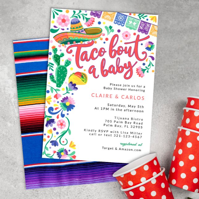 Taco 'Bout a Baby Shower Invitation Vibrant Fiesta (Taco Bout Baby Shower Invite)
