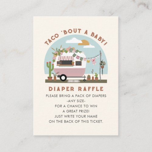 Taco Bout A Baby Shower Pink Diaper Raffle Enclosure Card