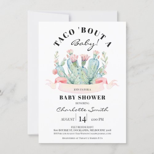 Taco Bout A baby Succulent Cactus Baby Shower Invitation