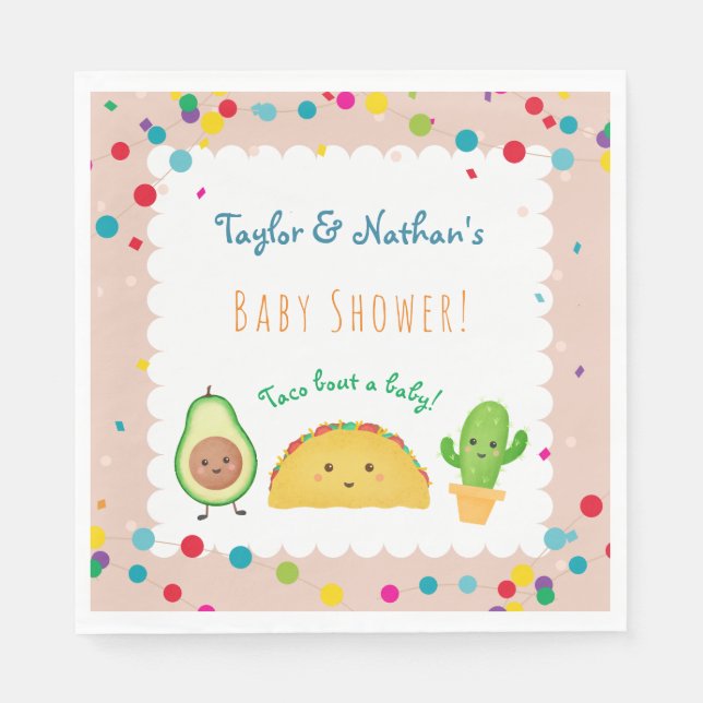 Taco bout a baby! Taco themed welcome baby shower  Napkins (Front)