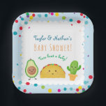 Taco bout a baby! Taco themed welcome baby shower  Paper Plates<br><div class="desc">Having a taco themed baby shower? You'll love these adorable "Taco bout a baby" baby shower paper plates. Featuring ever so cute taco,  cactus and avocado characters. Wording reads "Welcome to [mom & dad's name] Baby Shower with Taco bout a baby underneath.  Easy to customize with your own details.</div>