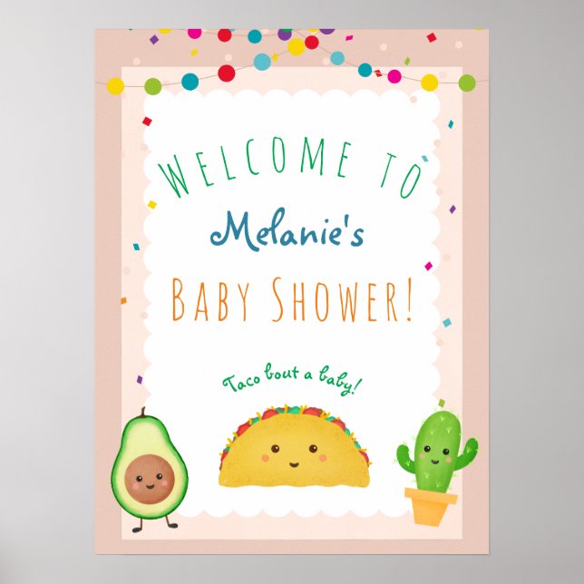 Taco bout a baby! Taco themed welcome baby shower Poster (Front)