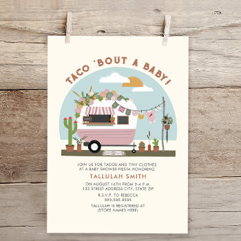 Taco Bout A Baby Taco Truck Camper Girl Baby Showe Invitation by JillsPaperie at Zazzle