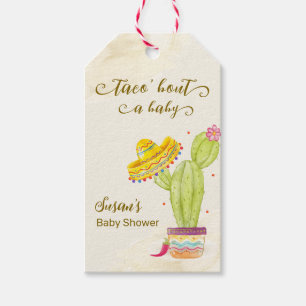 Taco 'Bout A Baby Watercolor Cactus Baby Shower Gift Tags