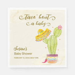 Taco 'Bout A Baby Watercolor Cactus Baby Shower  Napkins