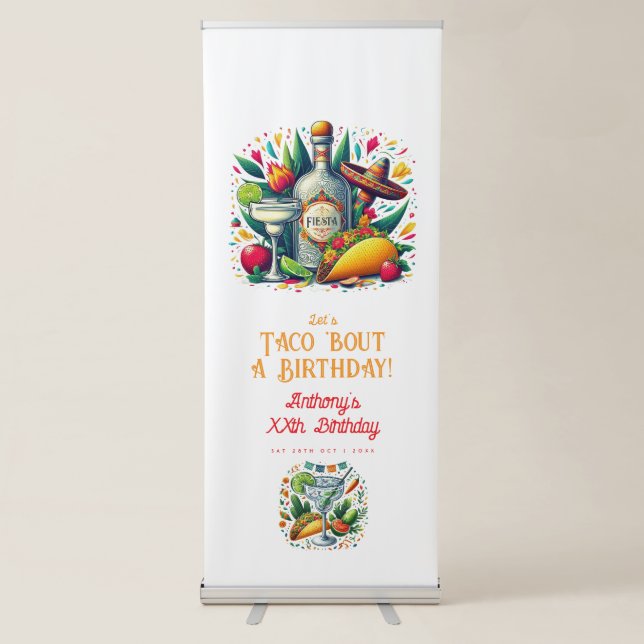 “Taco ’Bout a Birthday!” Fiesta Welcome Retractable Banner (Front)