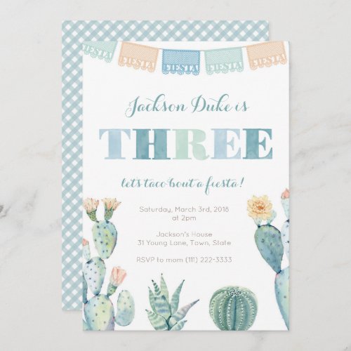 Taco Bout A Fiesta Boy 3rd Birthday Party Invitation