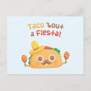 Taco Bout A Fiesta Cute Food Pun Humor Postcard
