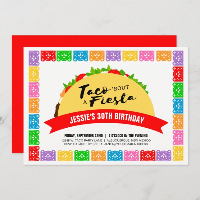 Taco 'Bout A Fiesta Invitation (Front/Back)