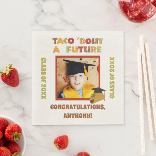 Taco Bout a Future Photo Graduation Party Napkins