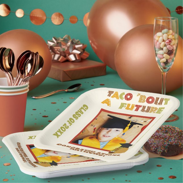 Taco Bout a Future Photo Graduation Party Paper Plates (Multi)