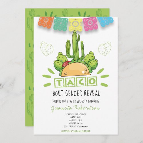 Taco Bout A Gender Reveal Fiesta He Or She Invitation
