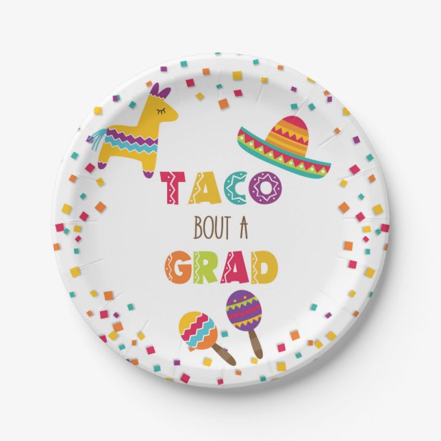 Taco Bout a Grad Fiesta Graduation Plate - White (Front)