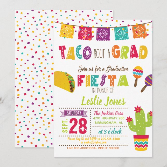 Taco Bout a Grad Graduation Invitation - WH (Front/Back)