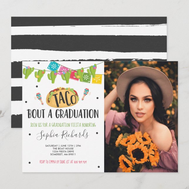 Taco 'Bout A Graduation Fiesta Graduation Party Invitation (Front/Back)