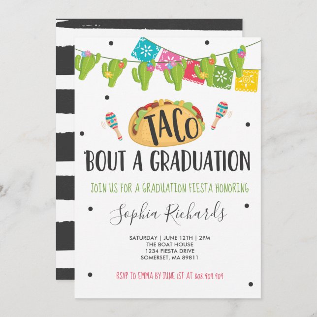 Taco 'Bout A Graduation Fiesta Graduation Party Invitation (Front/Back)