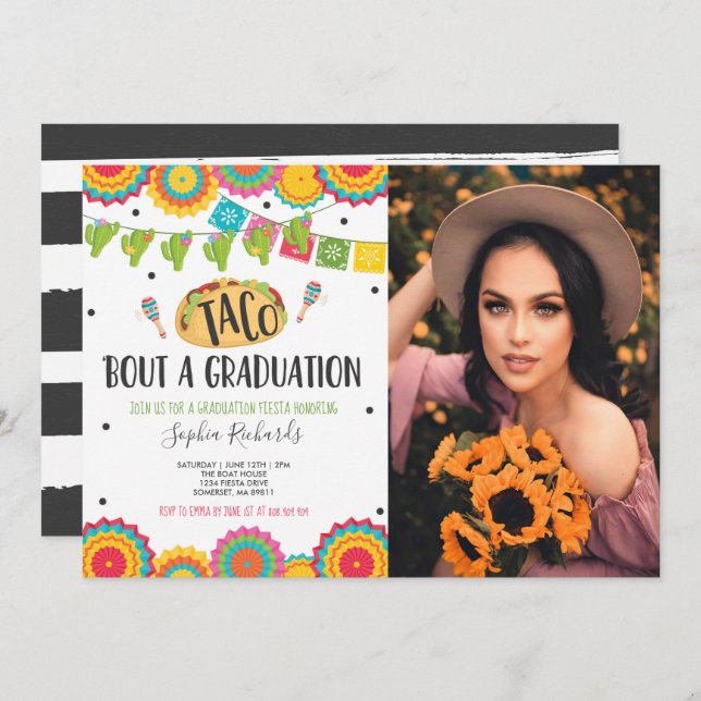 Taco 'Bout A Graduation Fiesta Graduation Party Invitation (Front/Back)