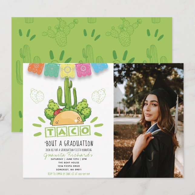 Taco 'Bout A Graduation Fiesta Graduation Photo Invitation (Front/Back)