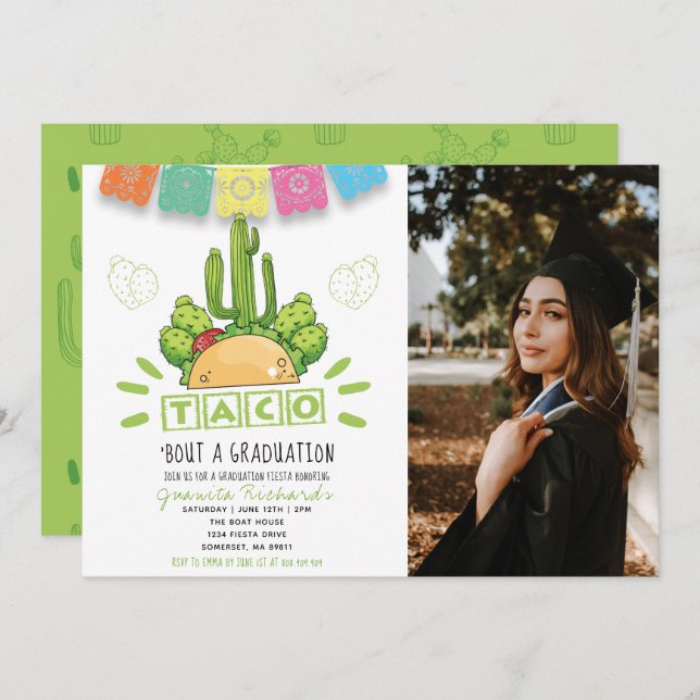 Taco 'Bout A Graduation Fiesta Graduation Photo Invitation (Front/Back)