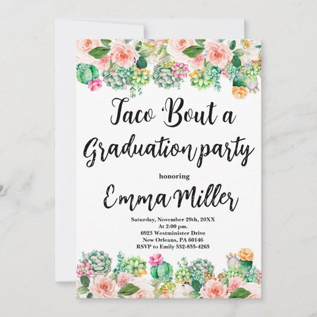 Taco 'Bout a Graduation Fiesta Invitation (Front)