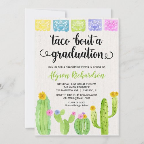 Taco bout a graduation party fiesta cactus invitation