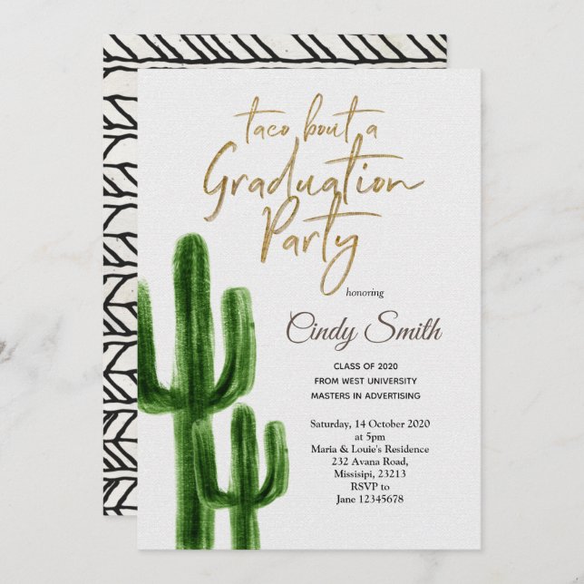 Taco bout a Graduation Party Invitation Fiesta (Front/Back)