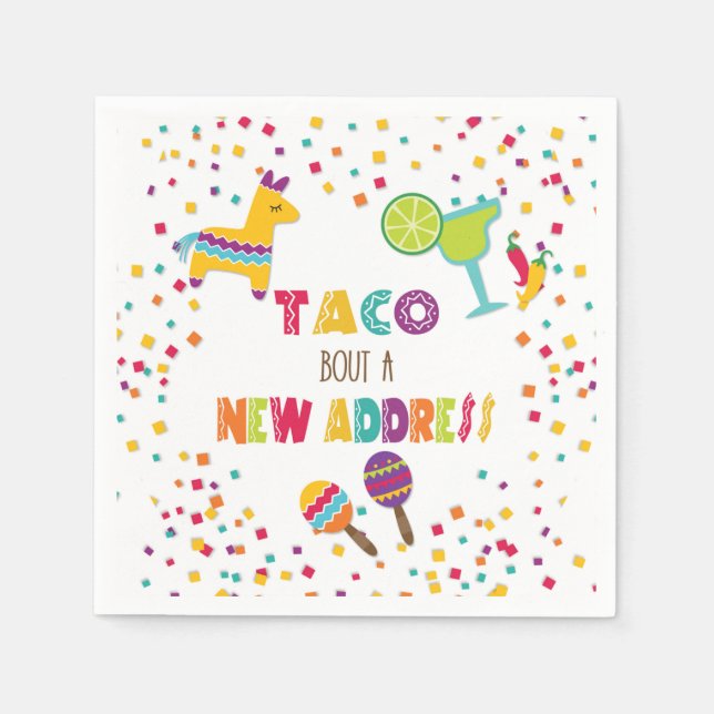 Taco Bout a New House Address - White Napkins (Front)