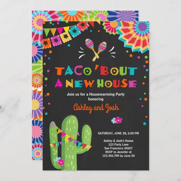 Editable Taco Bout A New House Housewarming Party Invitation Fiesta New Home Cactus Mexican Digital Download Corjl Template Printable 0045