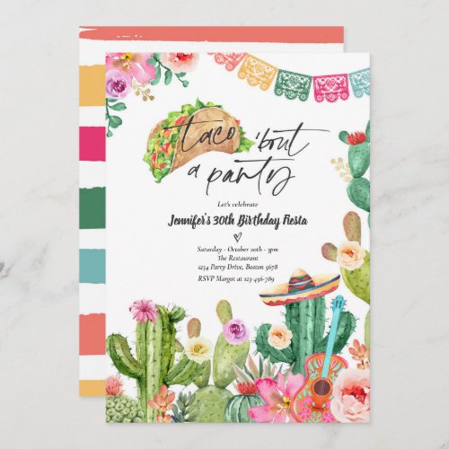 Taco Bout A Party 30th Birthday Fiesta Cactus Invitation