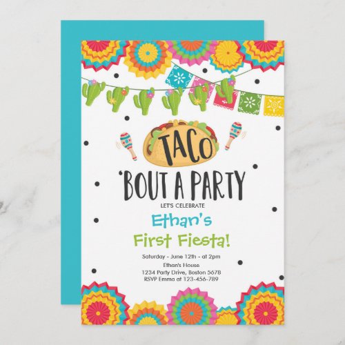 Taco Bout a Party Boy First Fiesta Birthday Invitation
