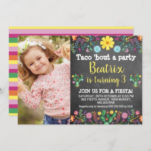 Taco bout a party chalkboard birthday invitation