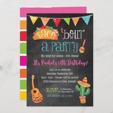 Taco Bout A Party Chalkboard Invitation