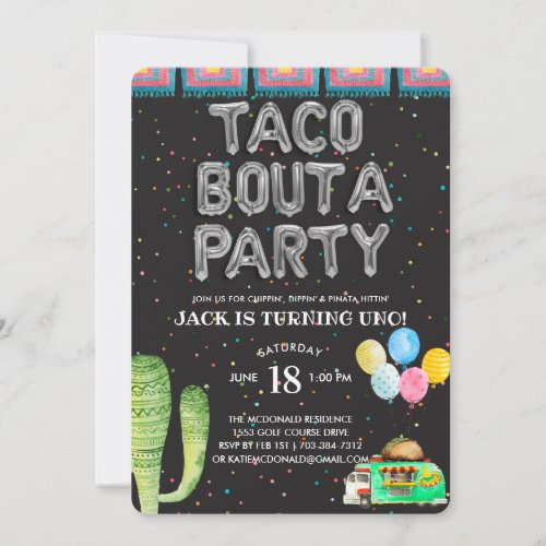 Taco Bout A Party  First Birthday Invitation