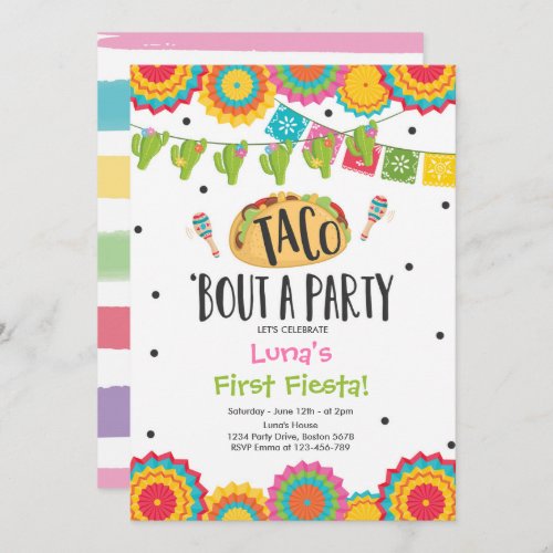 Taco Bout a Party Girl First Fiesta Birthday Invitation