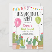 Taco Bout a Party Girl Pink First Fiesta Birthday Invitation (Front)