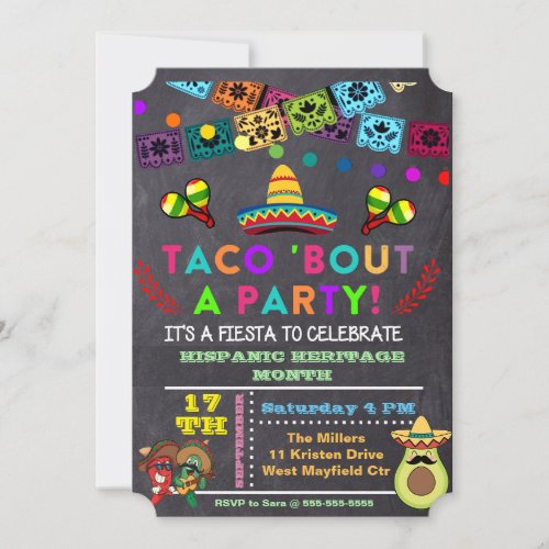 Taco Bout A Party Hispanic Heritage Month Party Invitation