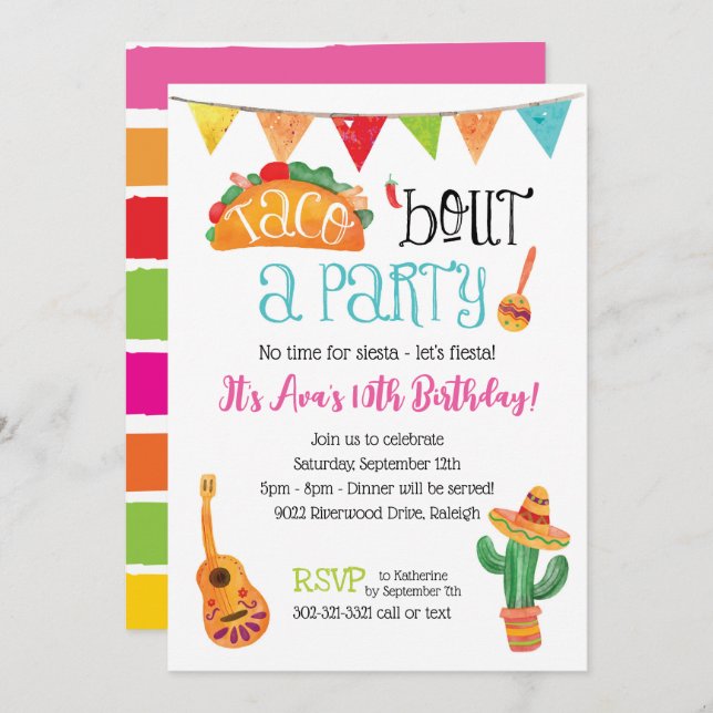 Taco bout a Party Invitation (Front/Back)