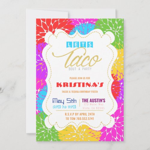 Taco Bout a Party theme Colorful Mexican Fiesta Invitation