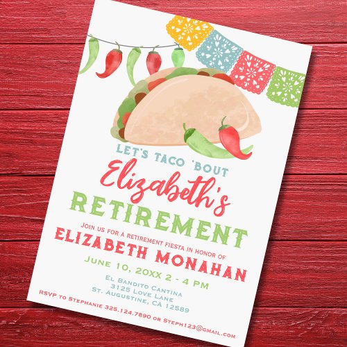 Taco Bout A Retirement Fiesta Retirement Invitation