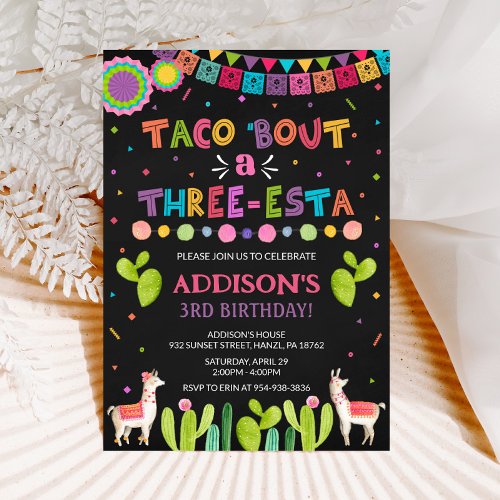 Taco bout a Three Esta Birthday Invitation
