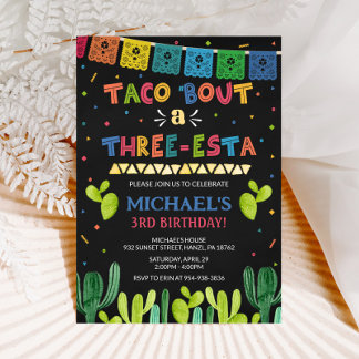 Taco Bout a Three Esta Invitation | 3rd Birthday