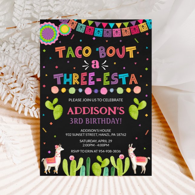 Taco Bout a Three Esta Invitation | Girl Birthday (Creator Uploaded)
