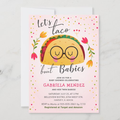 Taco Bout Babies Twin Fiesta Baby Shower Sprinkle Invitation